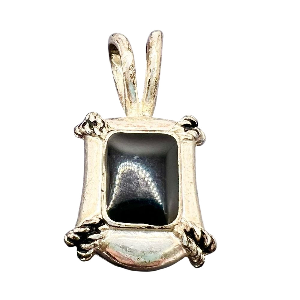 Vintage Avon Silver and Black Necklace Pendant